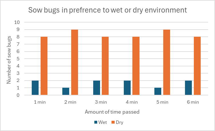 Sow bug preference for wet or dry environments
